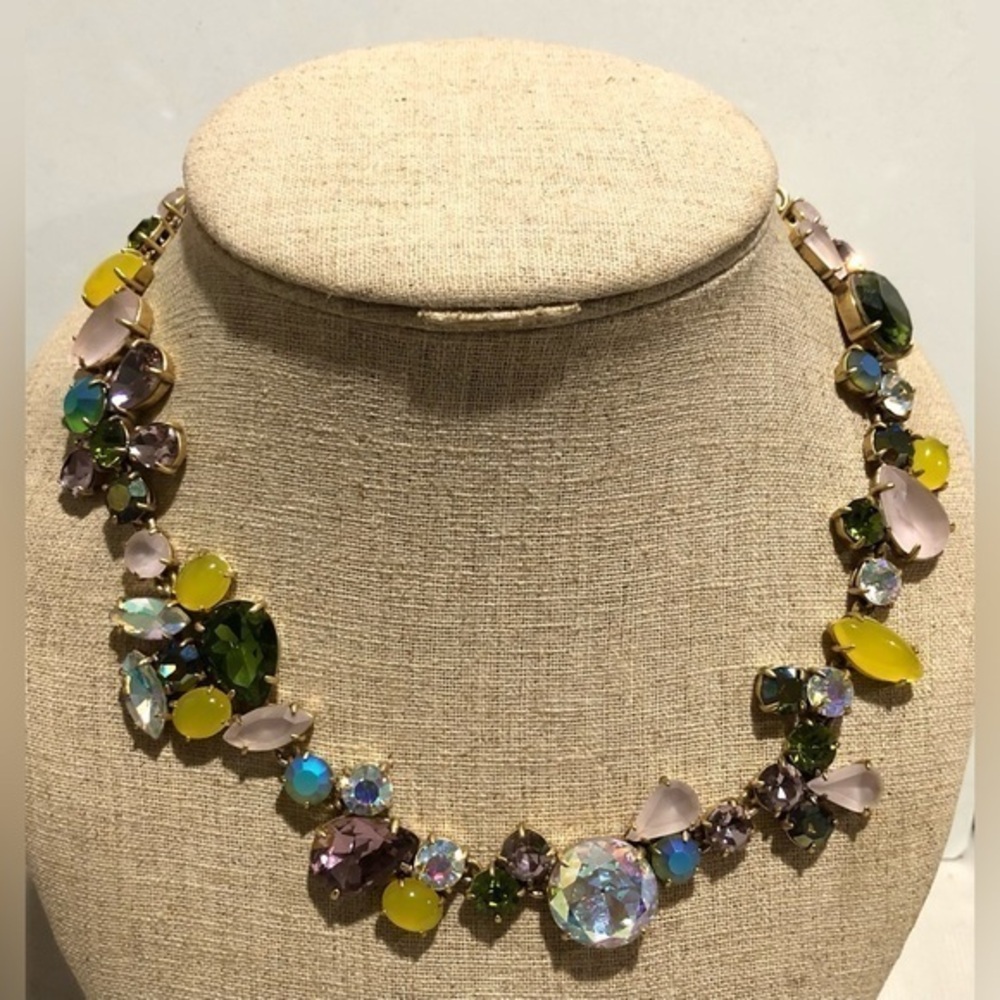 Rare J. Crew Spring Bloom Faceted Crystal Statement Necklace